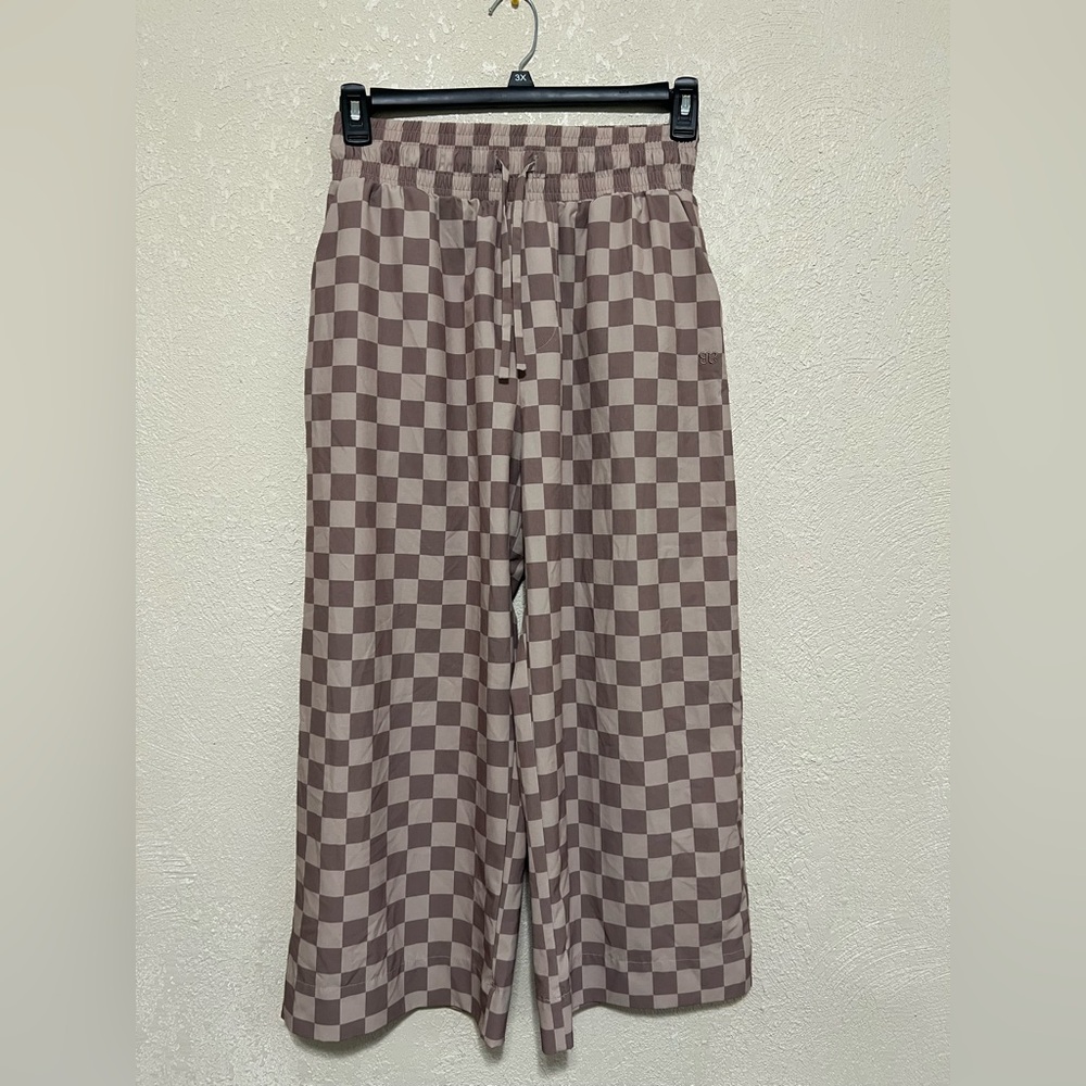 ALBION brown checker wide leg pants